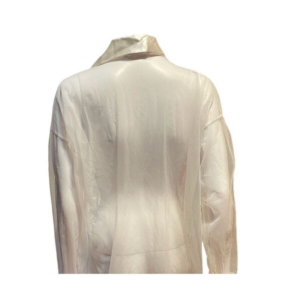 Womens Sheer White Silk Like Blouse SZ Large L - Picture 2 of 3